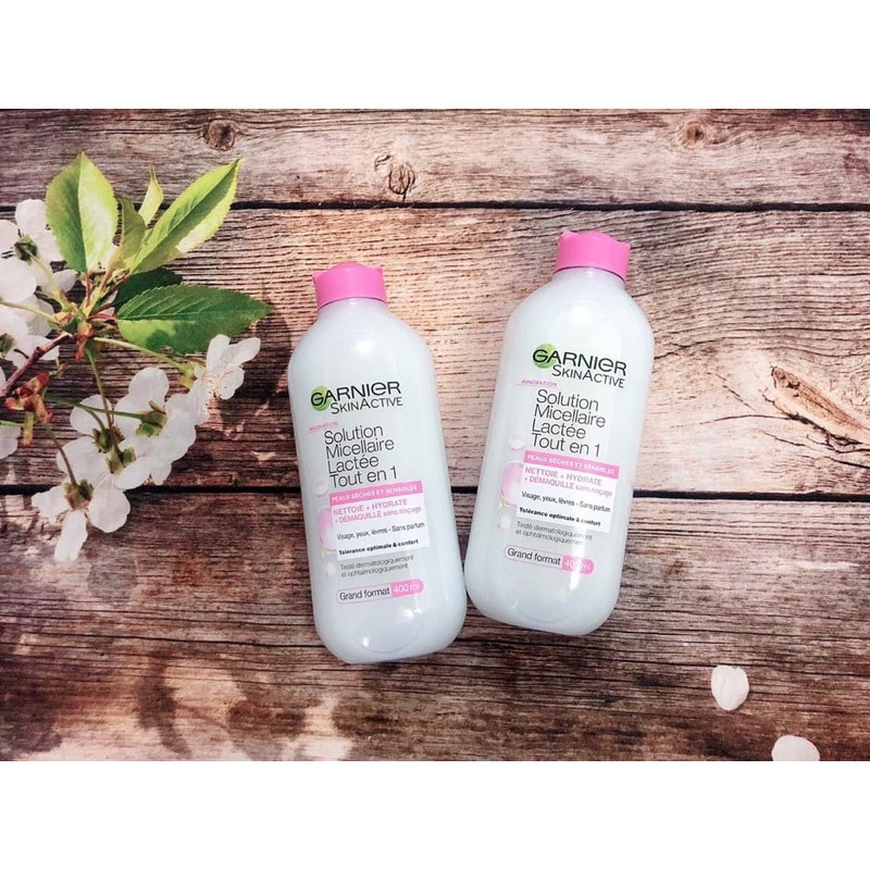 Nước tẩy trang Garnier Pháp 400ml ( Xanh dương, có dầu - da nhạy cảm )