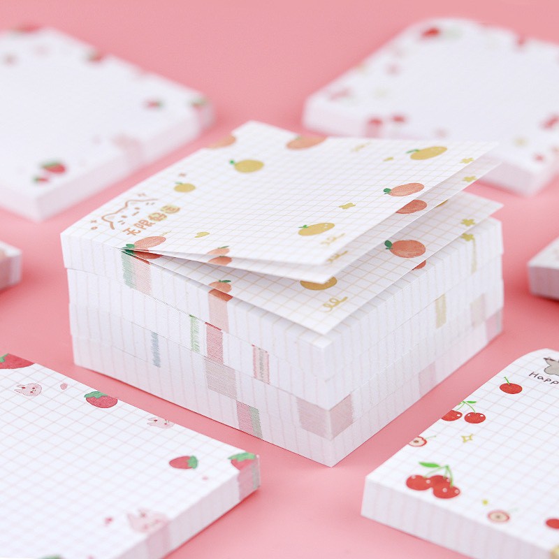 Tập 80 giấy note giấy nhớ họa tiết dễ thương FRUIT 8*8cm