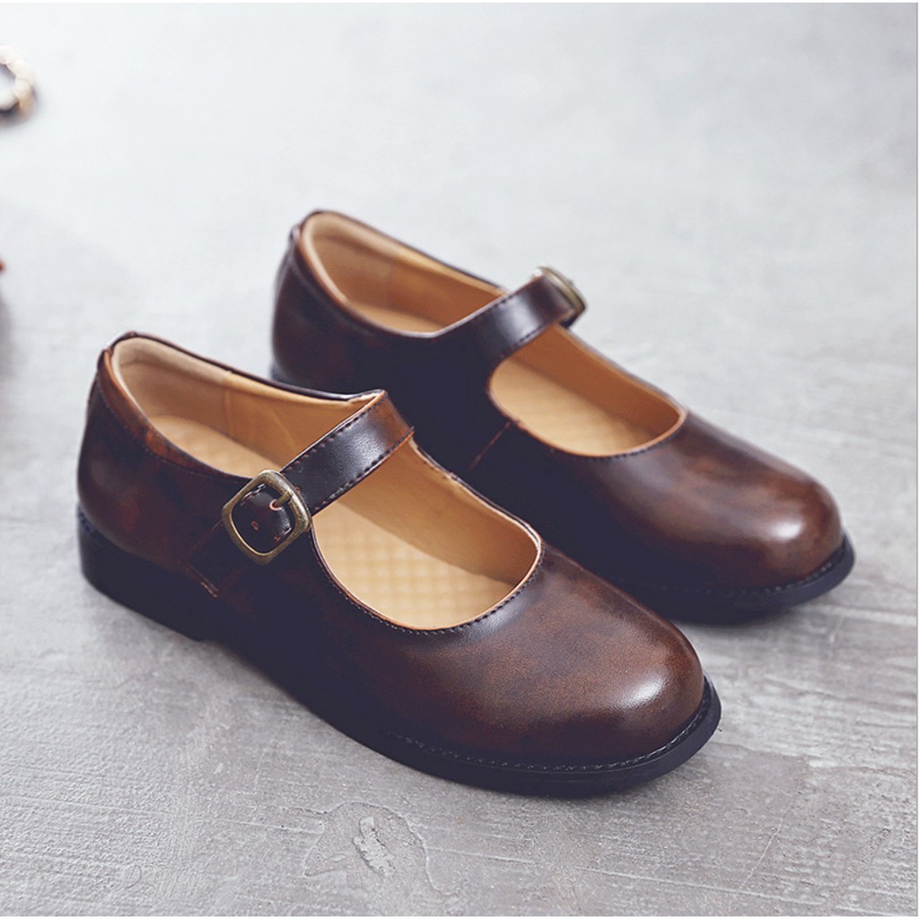 Mary Jane shoes (bản đế thấp)- Giày da bò nữ