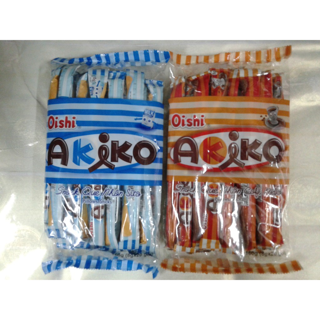 Snack bim Akiko que dài vị sữa, cà fe, phômai