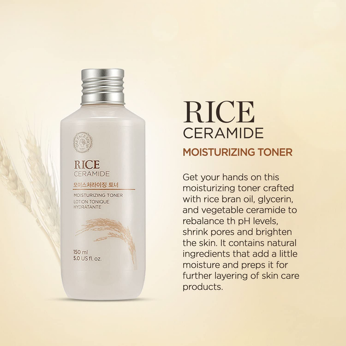 Nước Hoa Hồng Dưỡng Ẩm, Làm Sáng Da Từ Gạo The Face Shop Rice Ceramide Moisturizing Toner 150ml