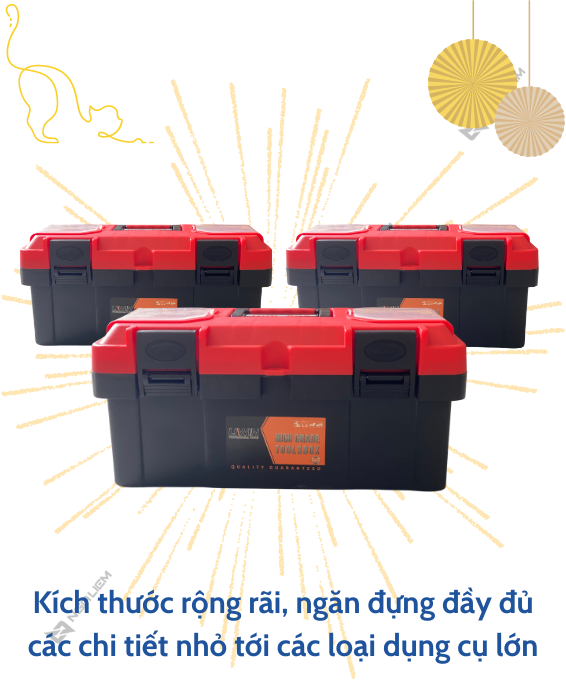 Thùng đồ nghề đỏ đa năng Liwin (14'' – 350mm; 17'' – 430mm; 19'' – 450mm)