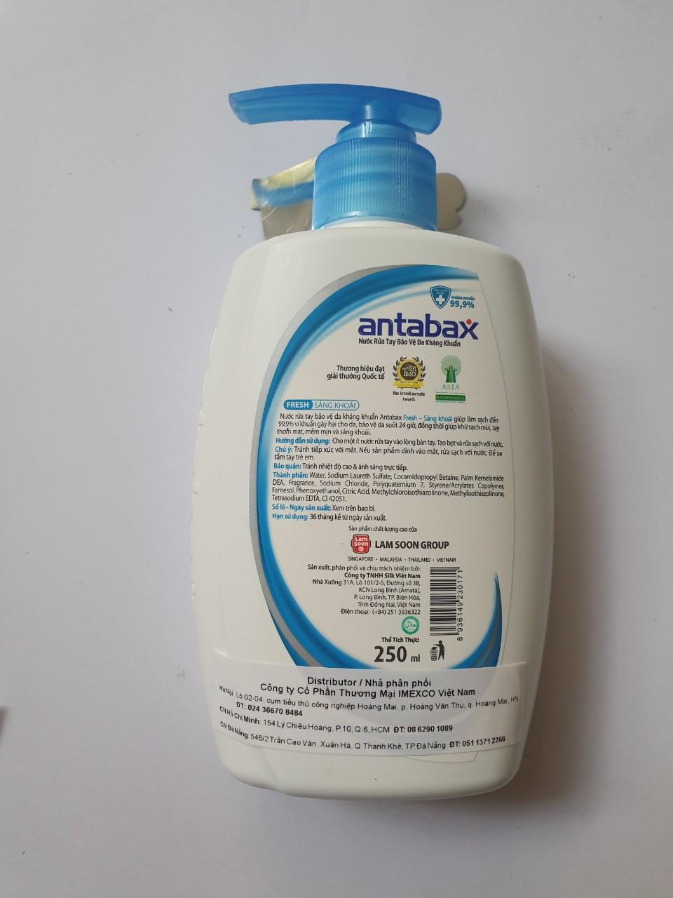 Sữa rữa tay kháng khuẩn Antabax Fresh 250ml (Phòng chống Đại Dịch)