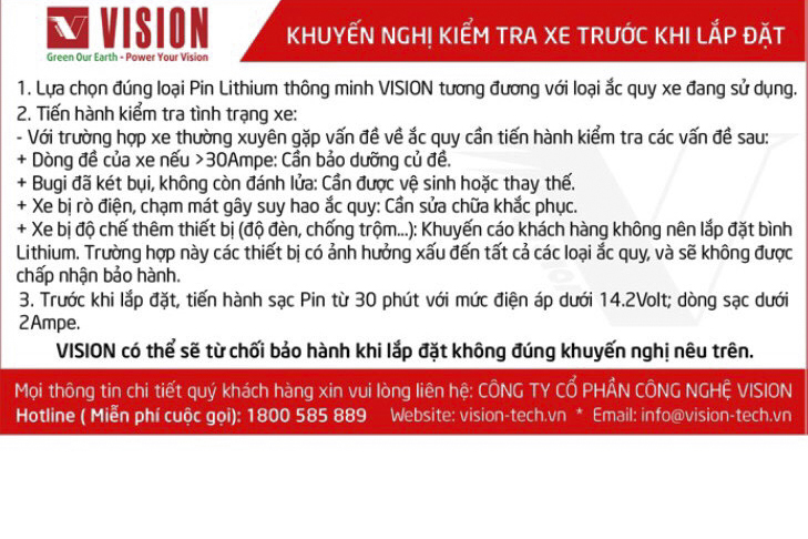 [HCM]ẮC QUY - PIN LITHIUM VISION VS5AC