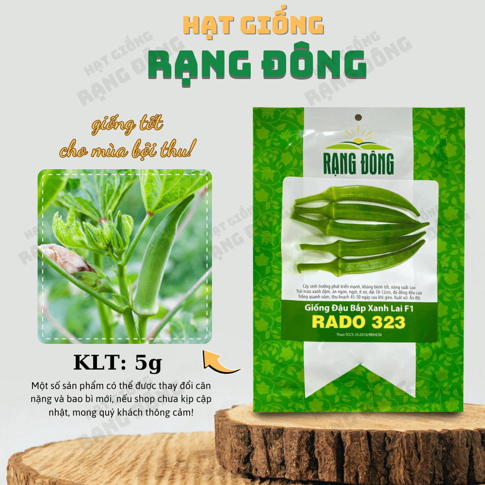 Hạt giống Đậu Bắp Xanh lai F1 Rado 323 (gói 5gr) nảy mầm tốt, thân lùn, nhanh thu hoạch, trái giòn, ngọt, trồng chậu hoặc vườn quanh năm - Hạt giống Rạng Đông