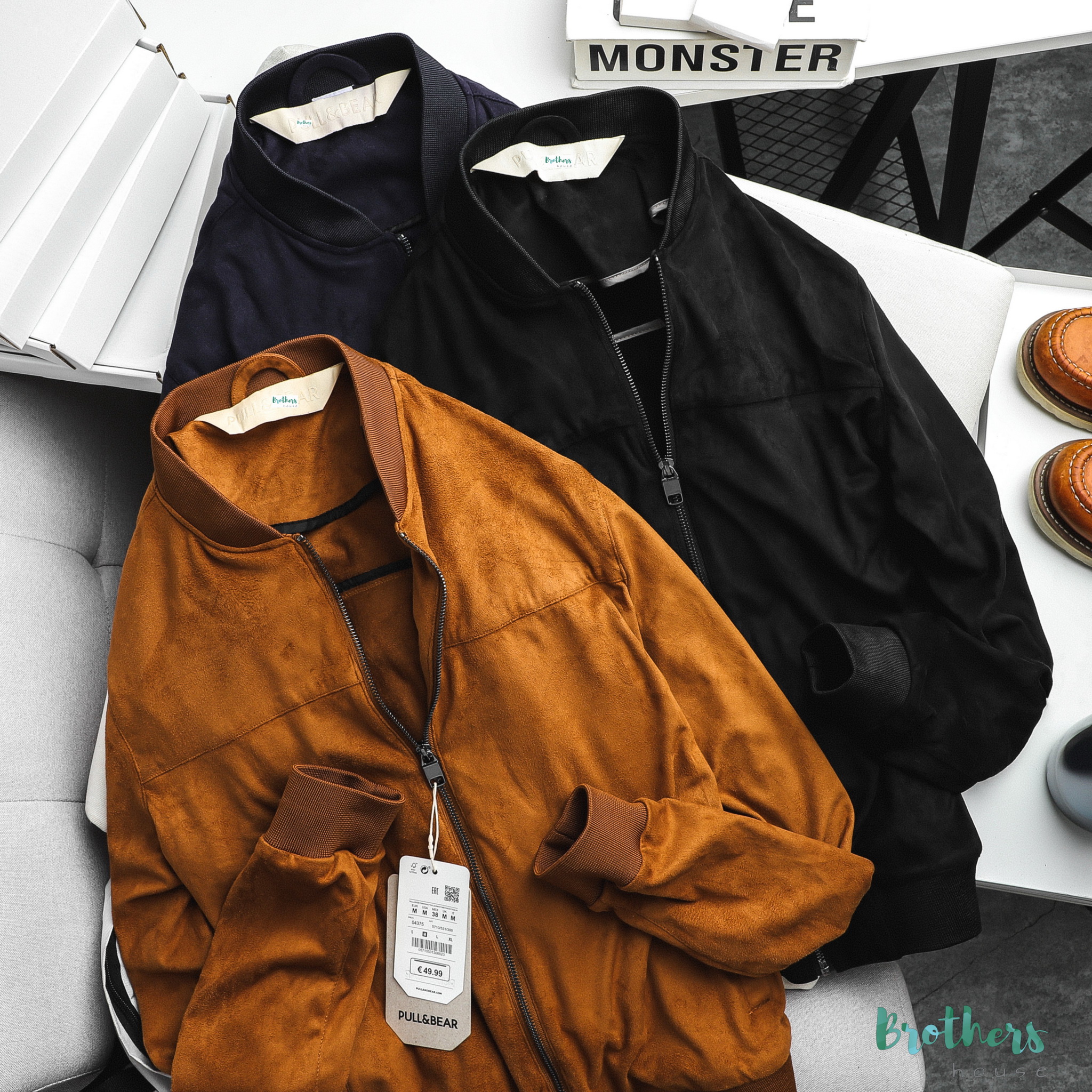 [HCM]Áo khoác bomber P&B da lộn trẻ trung xịn sò