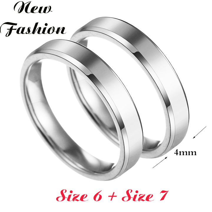 Nhẫn cặp đôi inox 4mm vát cạnh trơn đẹp, không đen, không gỉ, hợp thời trang - Tặng hộp đựng xinh xắn