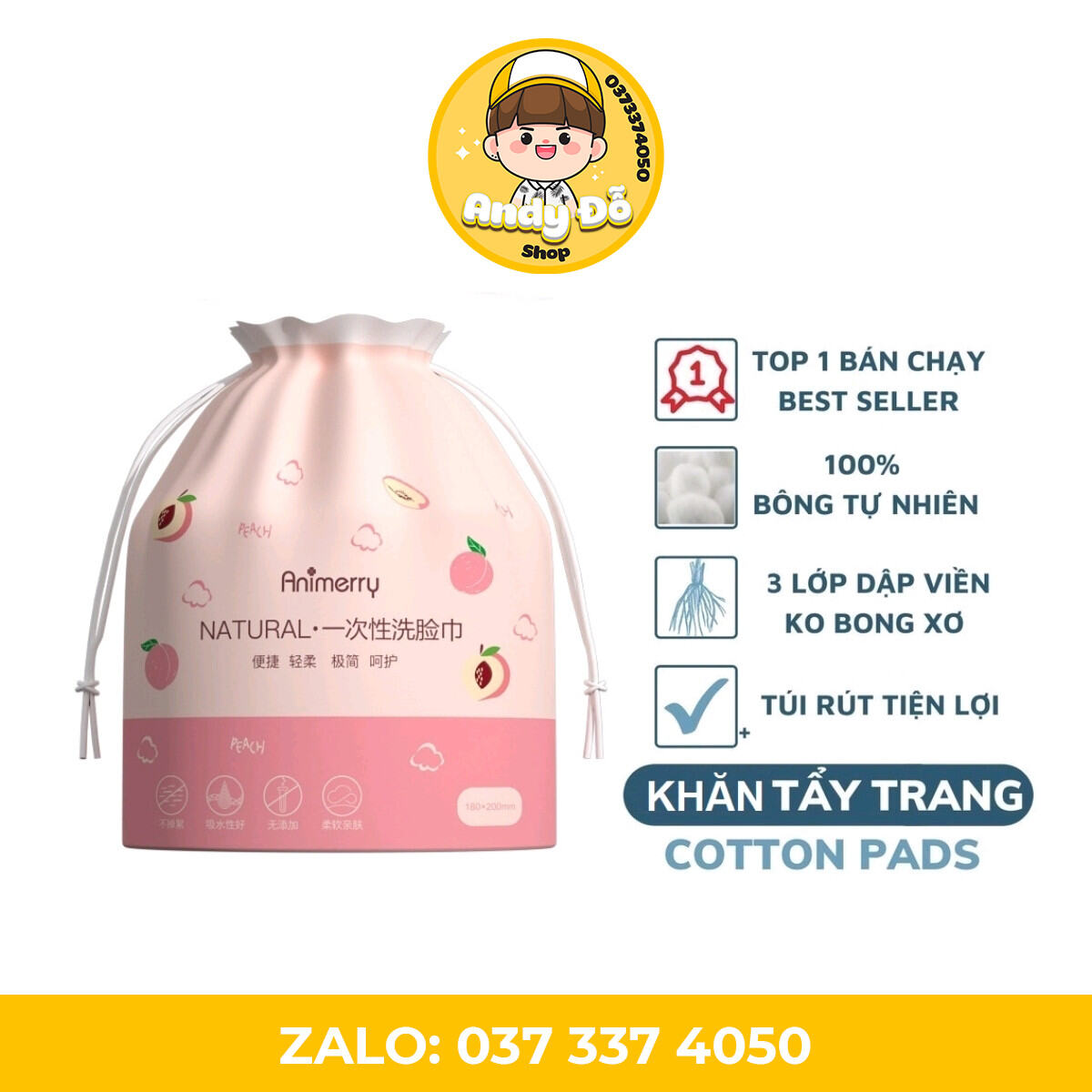 Khăn tẩy trang animerry dạng cuộn.