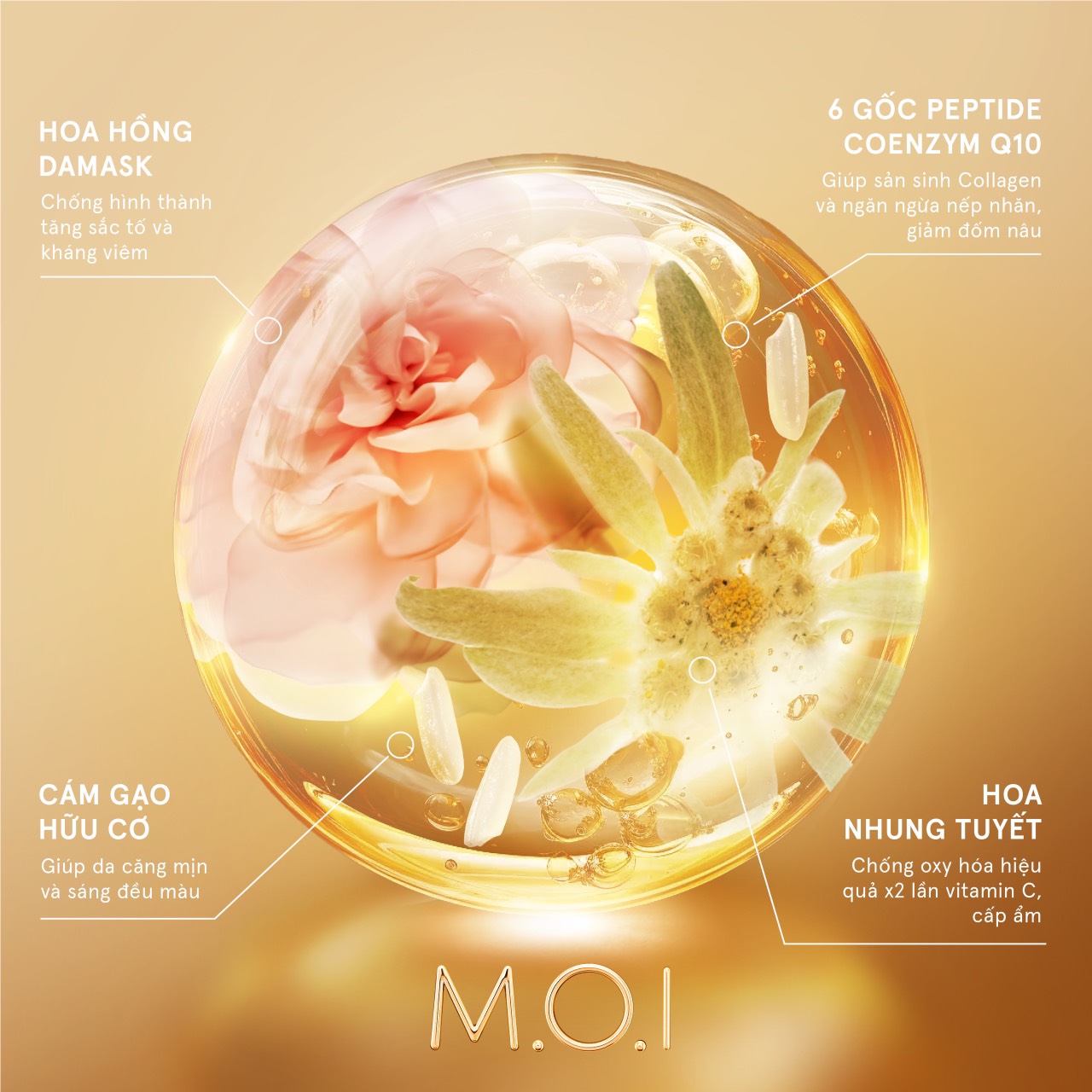 MẶT NẠ GẠO GOLD HYDROGEL RICE MASK M.O.I HỒ NGỌC HÀ (HỘP 3 MIẾNG)