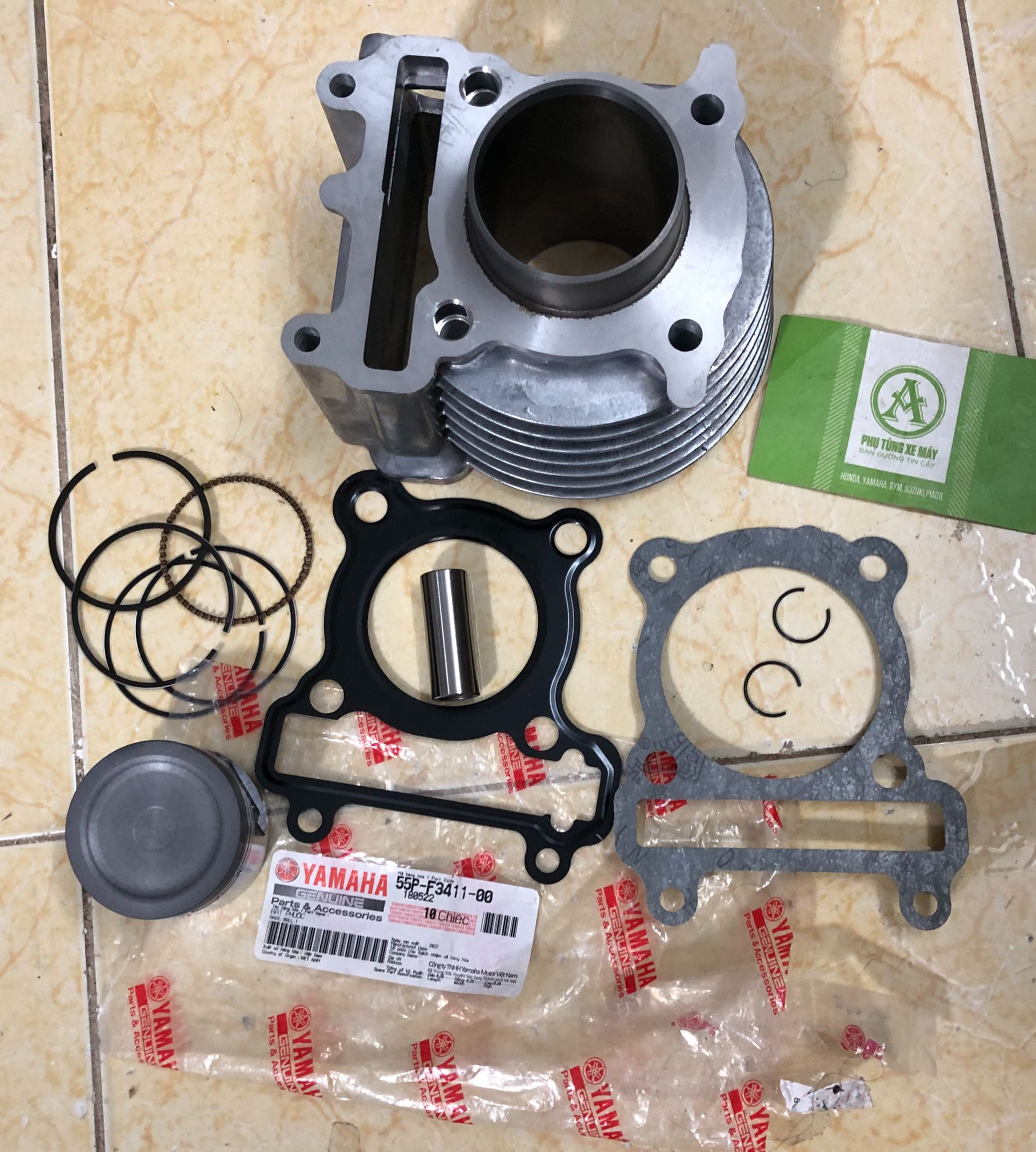 Bộ xi lanh + piston + xéc măng nouvo 1 2 3 mio