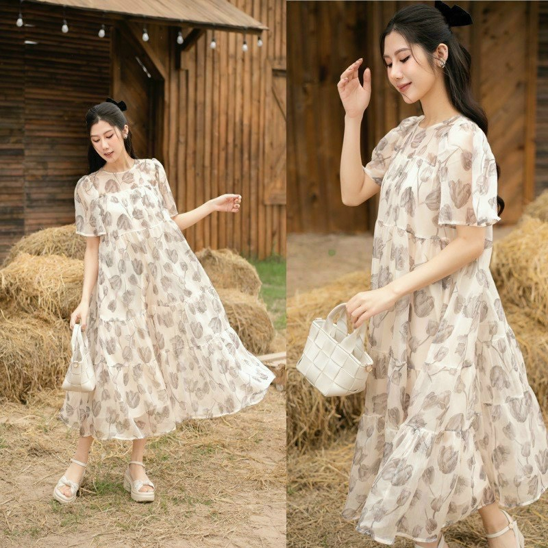 Váy bầu công sở tay lỡ mẫu thiết kế mới-đầm bầu xinh