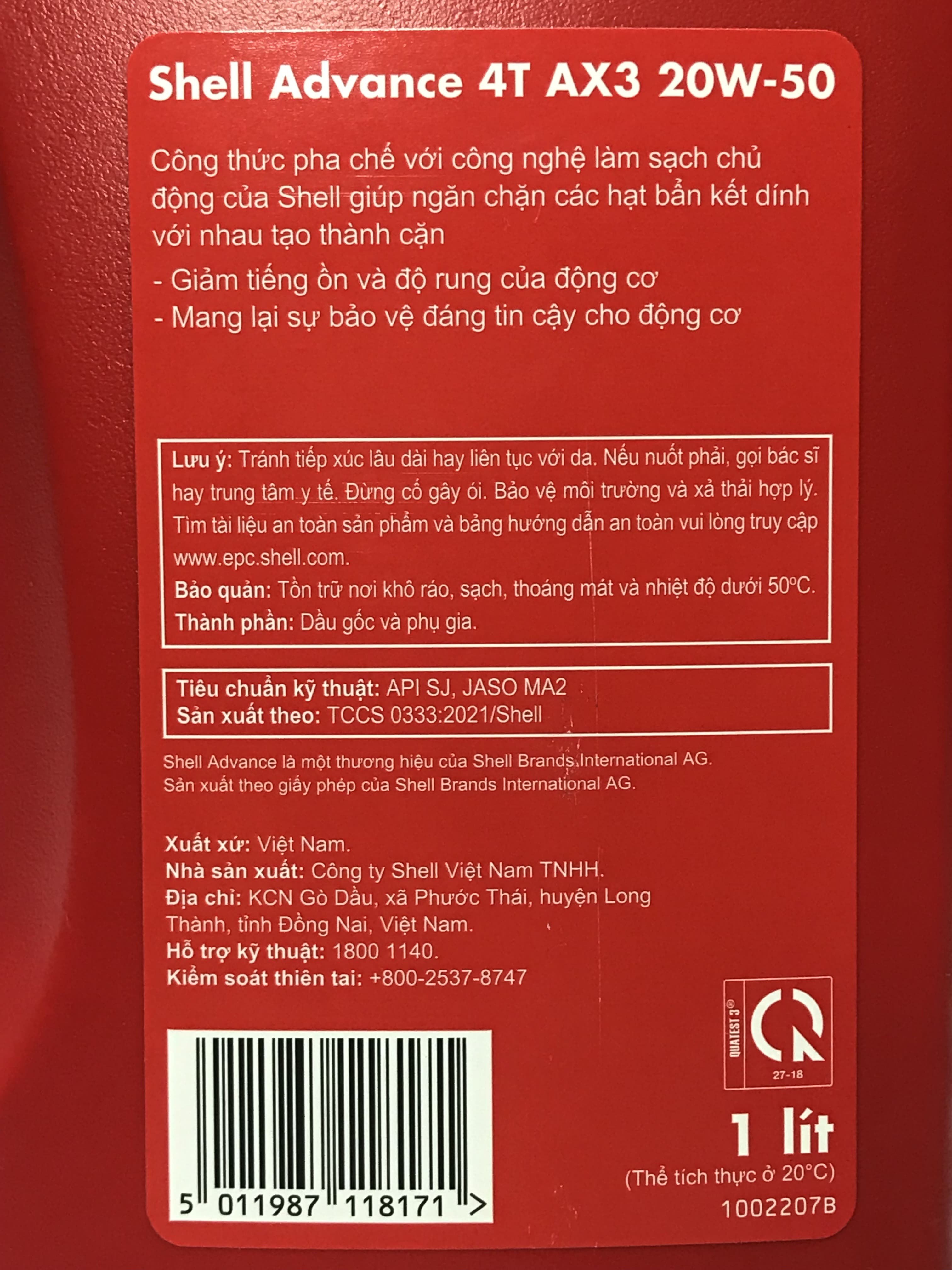 Nhớt Shell Advance Ax3 20W50 xe số