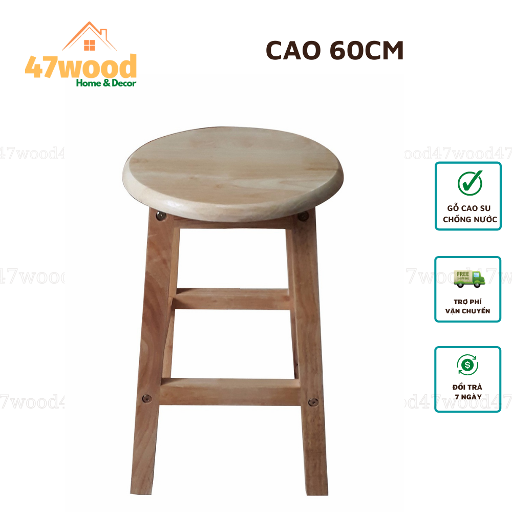 GHẾ ĐÔN CAO 60CM GỖ CAO SU