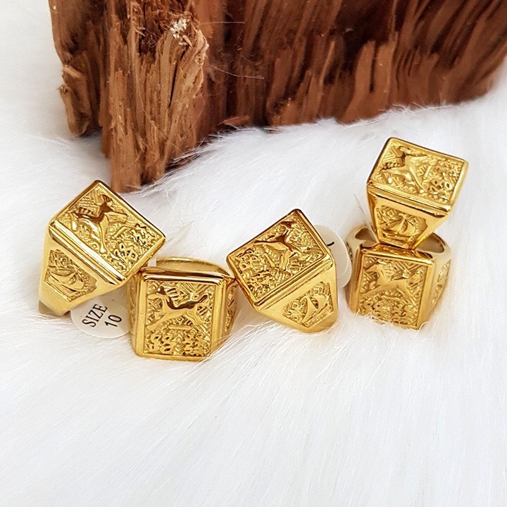 Nhẫn Nam Mã Đáo Thành Công Mạ Vàng 24K  0501403 -  Tặng Kèm Hộp +  sản phẩm không  dị ứng, không đen - Thương Hiệu KJ - nhẫn nam đẹp, nhẫn quân đội mỹ