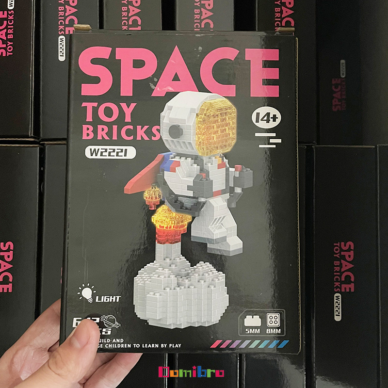 Mô hình phi hành gia có đèn Lego Space bricks, đồ chơi lắp ráp Phi Hành Gia 3D Có Đèn