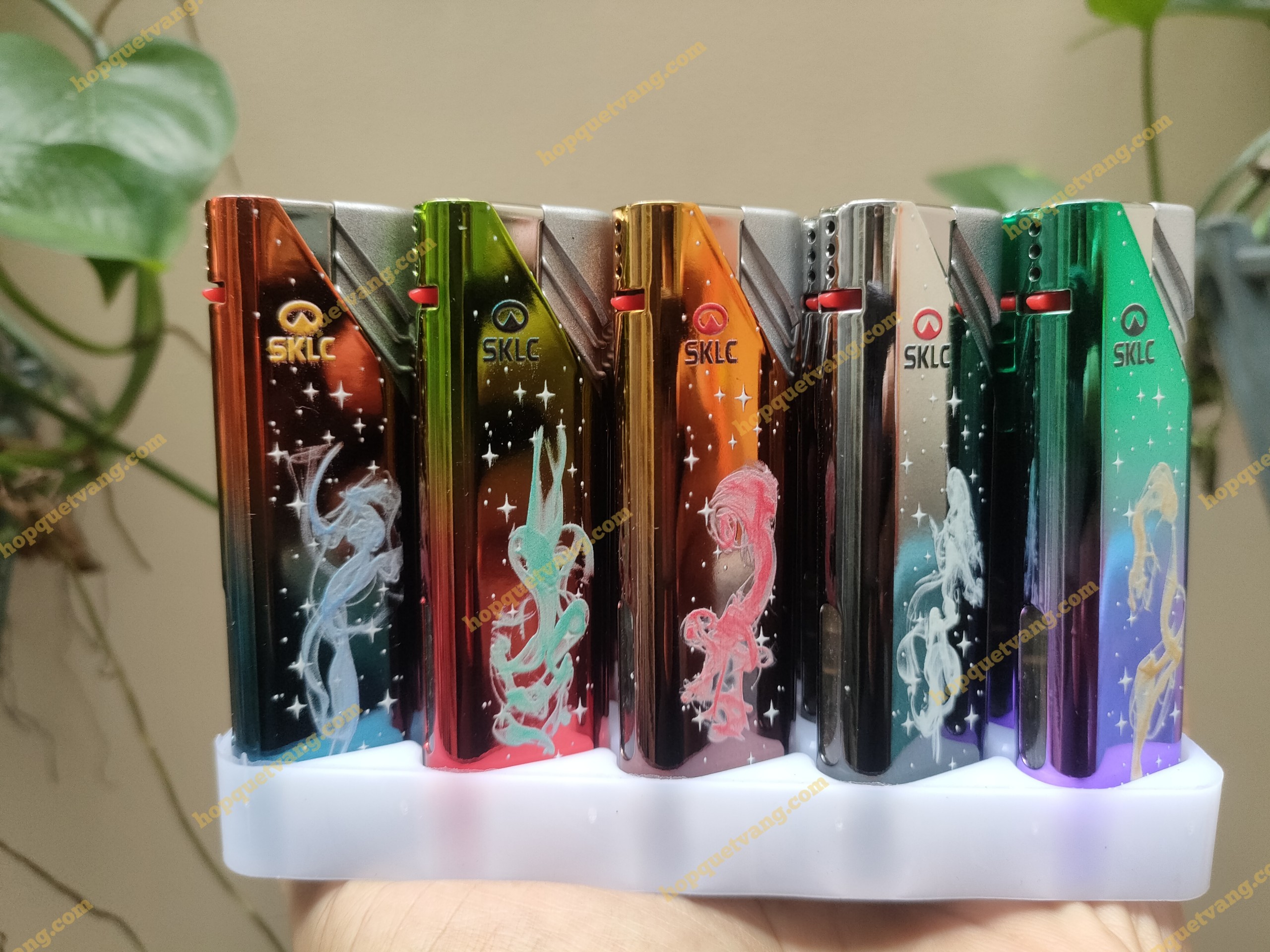 Combo 5 cái Hột quẹt/ Bật lửa  tia xanh mẫu GALAXY (bơm lại được)