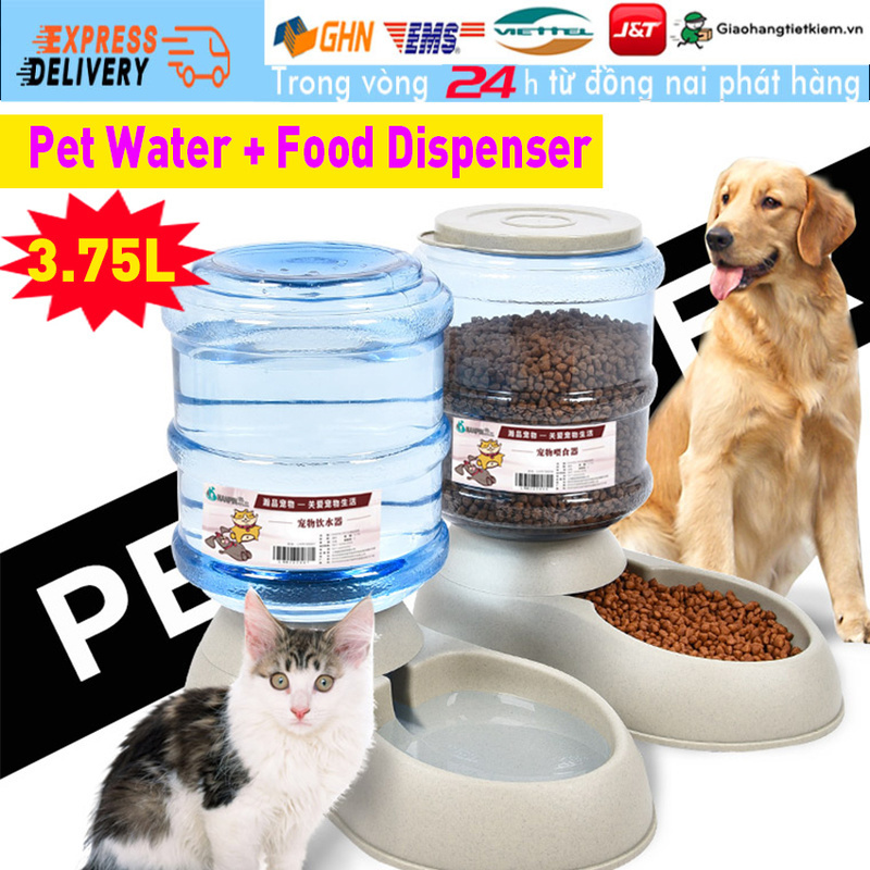 【Trong 24h gửi hàng】Bát ăn và bát uống tự động cho chó mèo khay đựng thức ăn cho thú cưng 3.75 lít