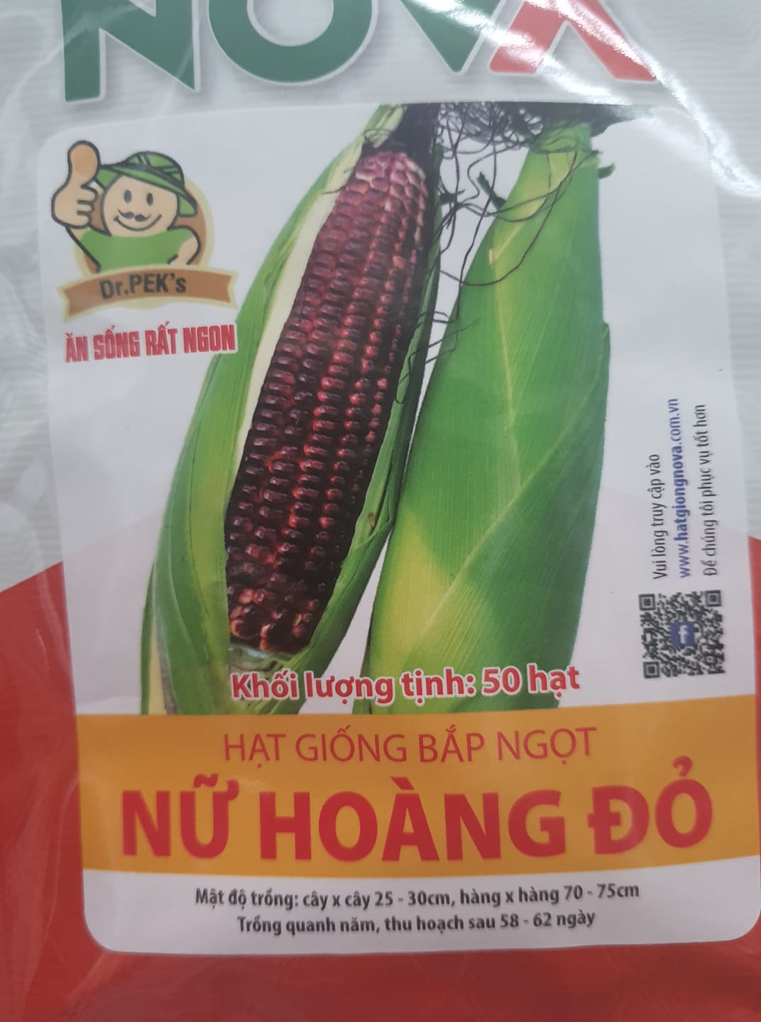Hạt giống bắp ngọt nữ hoàng đỏ NOVA ( 1 gói 50 hạt )