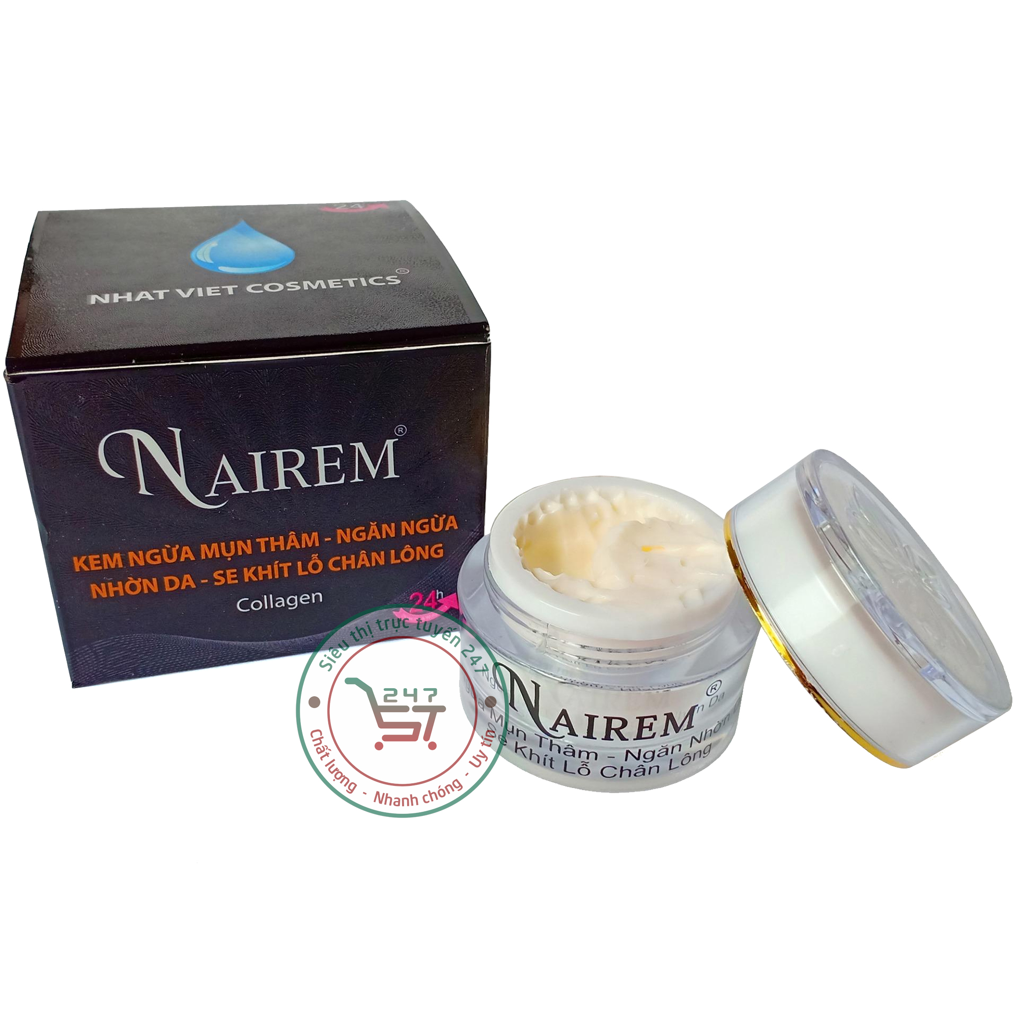 Kem Mụn Thâm Trắng da Giảm nhờn Se khít lỗ chân lông Nairem 12g (Đen)