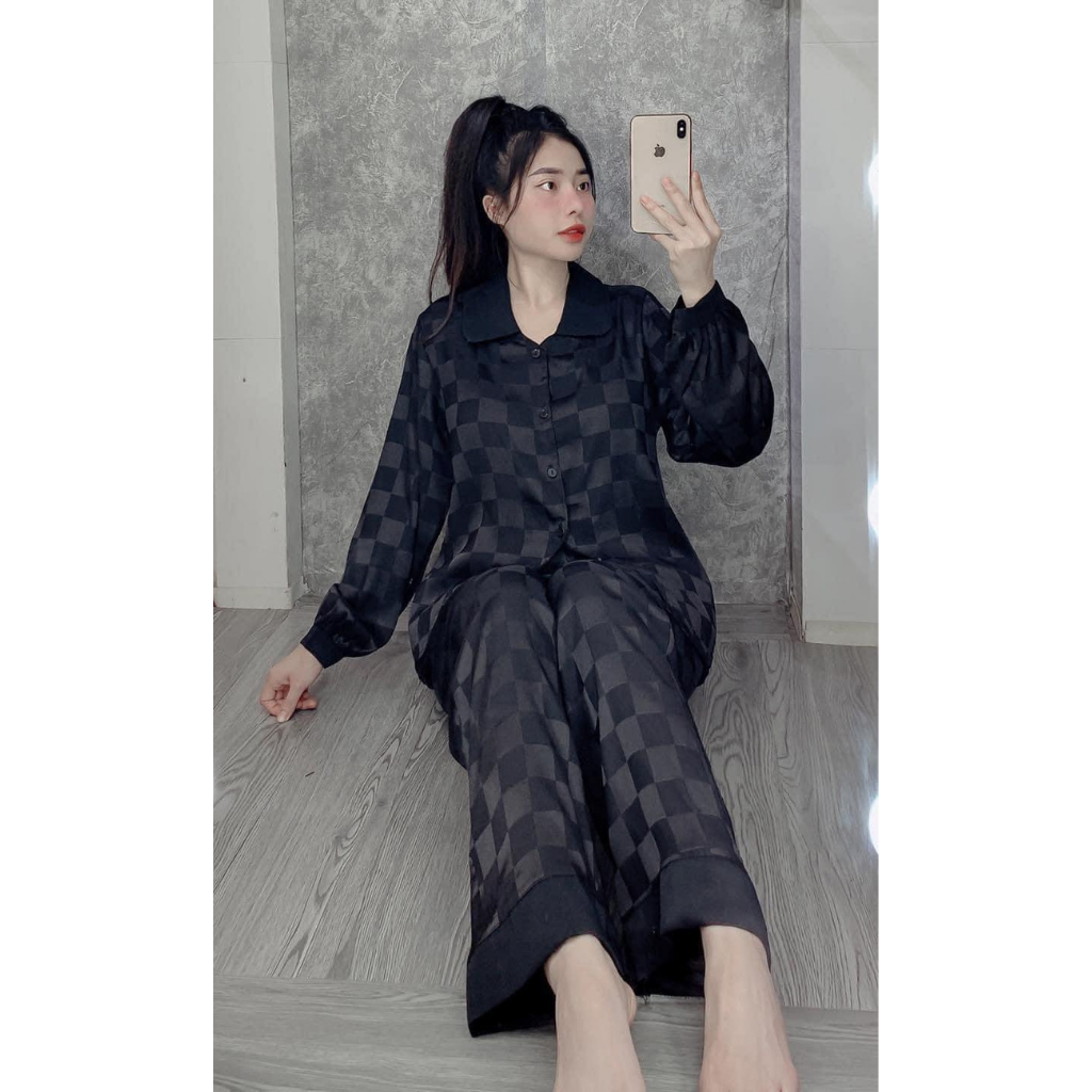 Bộ lụa gấm họa tiêt ô vuông cao cấp