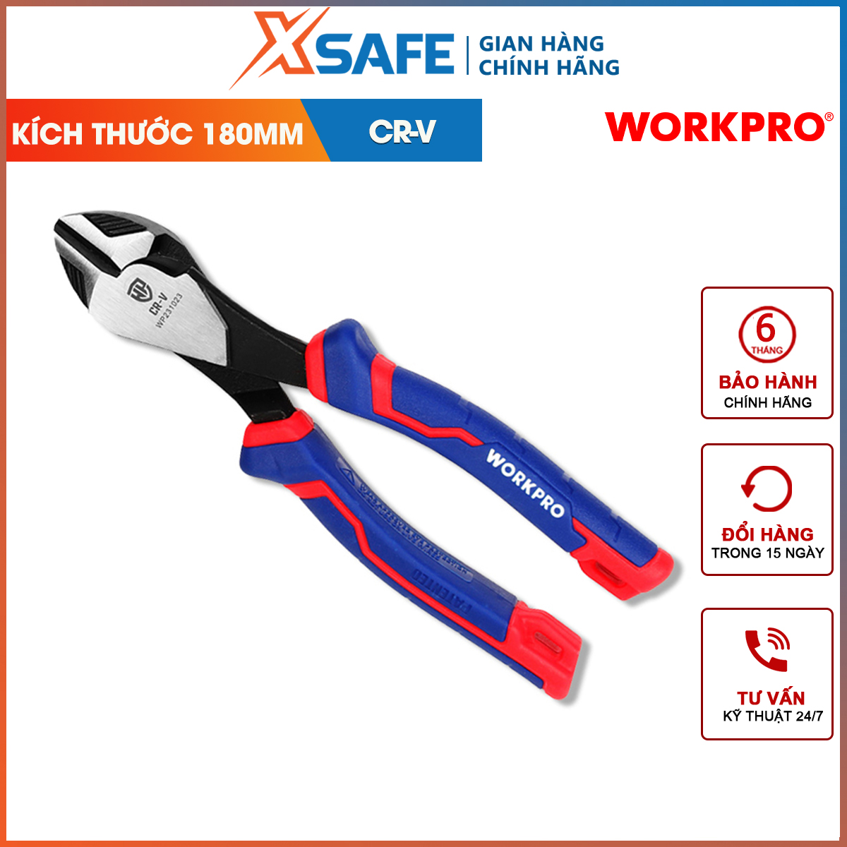 Workpro wp2321023 premium 7 inch 180mm CR-V steel cutting pliers-genuine-xsafe