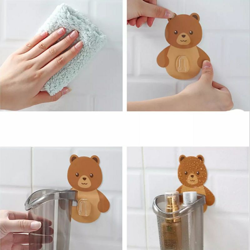 Cốc gấu đựng bàn chải kem đánh răng dán tường