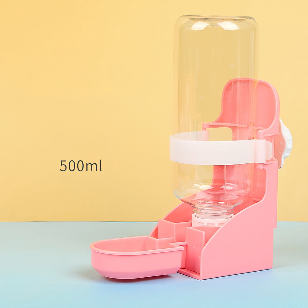 Bình nước cho chó mèo gắn chuồng có khay treo lồng cho thú cưng cấp nước tự động 500ml, bát gắn chuồng cho chó mèo - petx