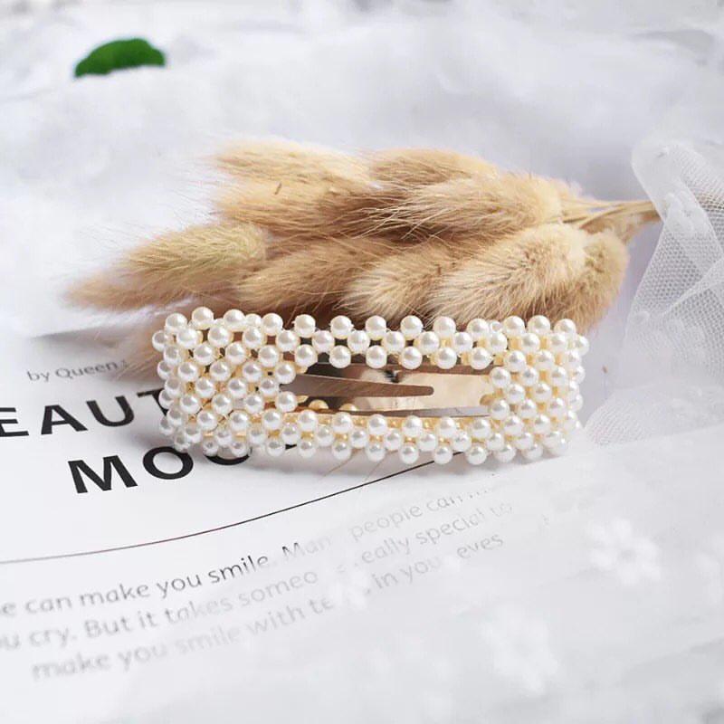 Set 4 Kẹp tóc mái đính ngọc trai Hàn Quốc