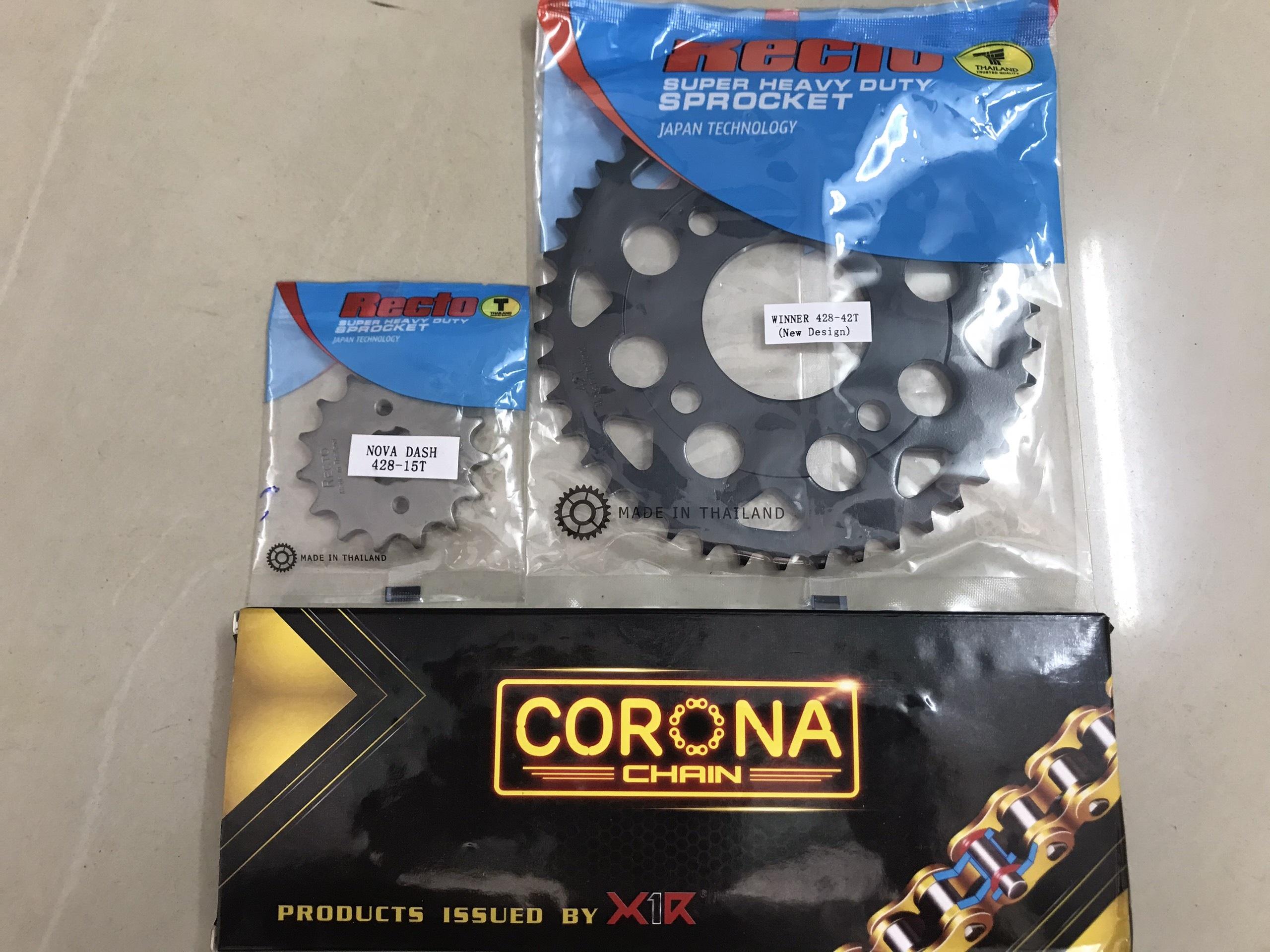 Bộ nhông sên dĩa Winner WinnerX (Nhông15, dĩa 42T Rector-sên X1R có phốt)