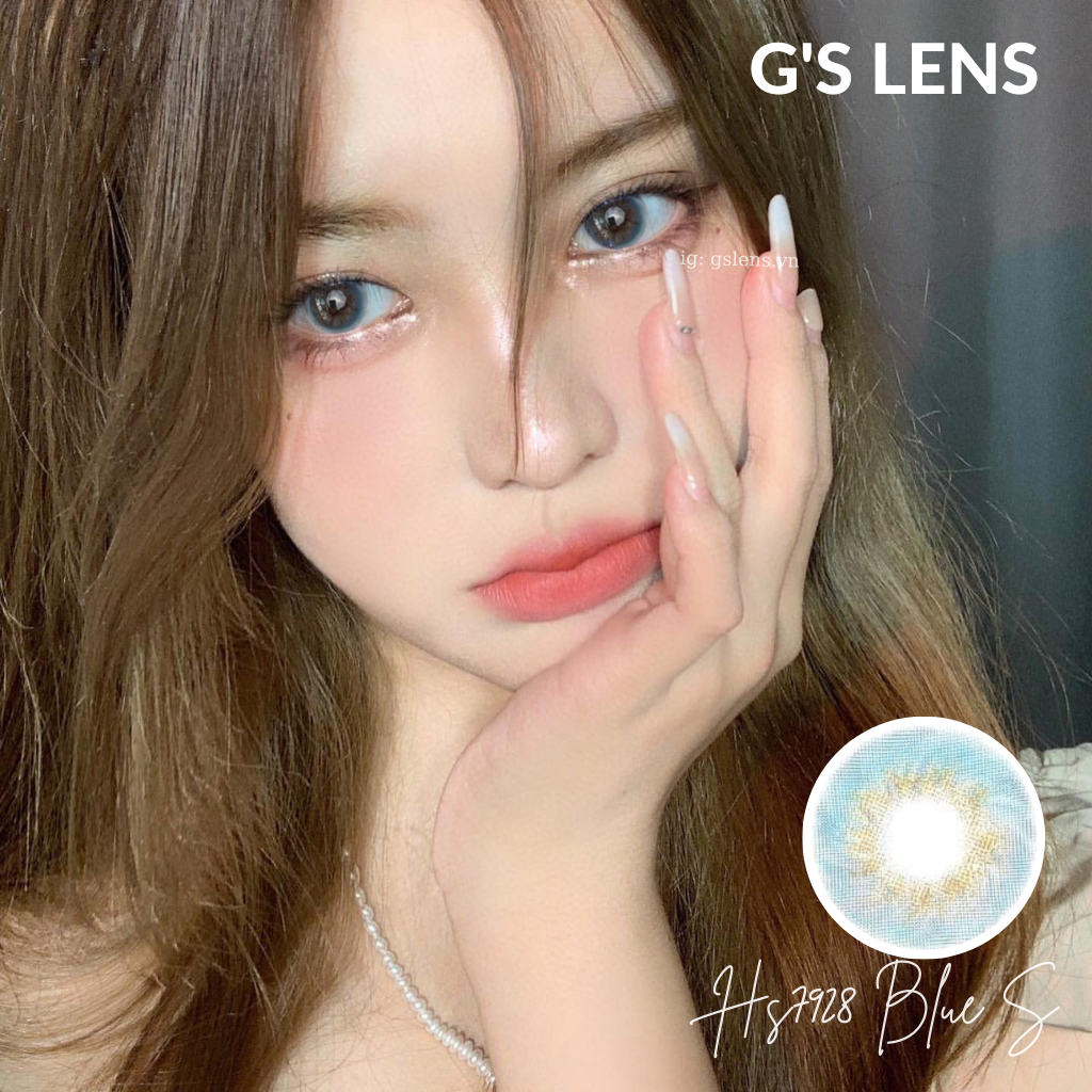 Lens mắt kính áp tròng xanh tây gainx nhẹ size s 14.2mm có 0-6 độ cận hs7928 blue - g's lens