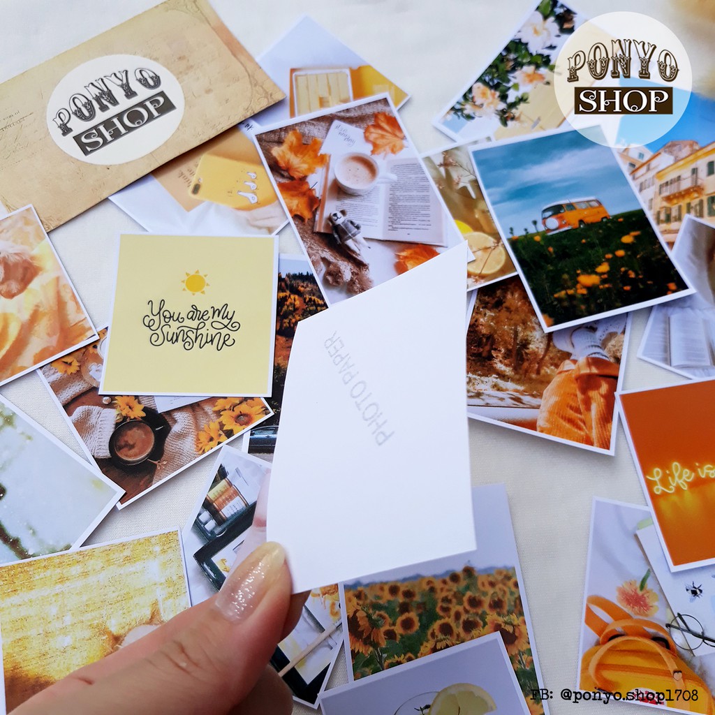 Set 21 sticker nhãn dán ảnh phong cách Instagram (Màu Vàng) trang trí Scrapbook/Planner