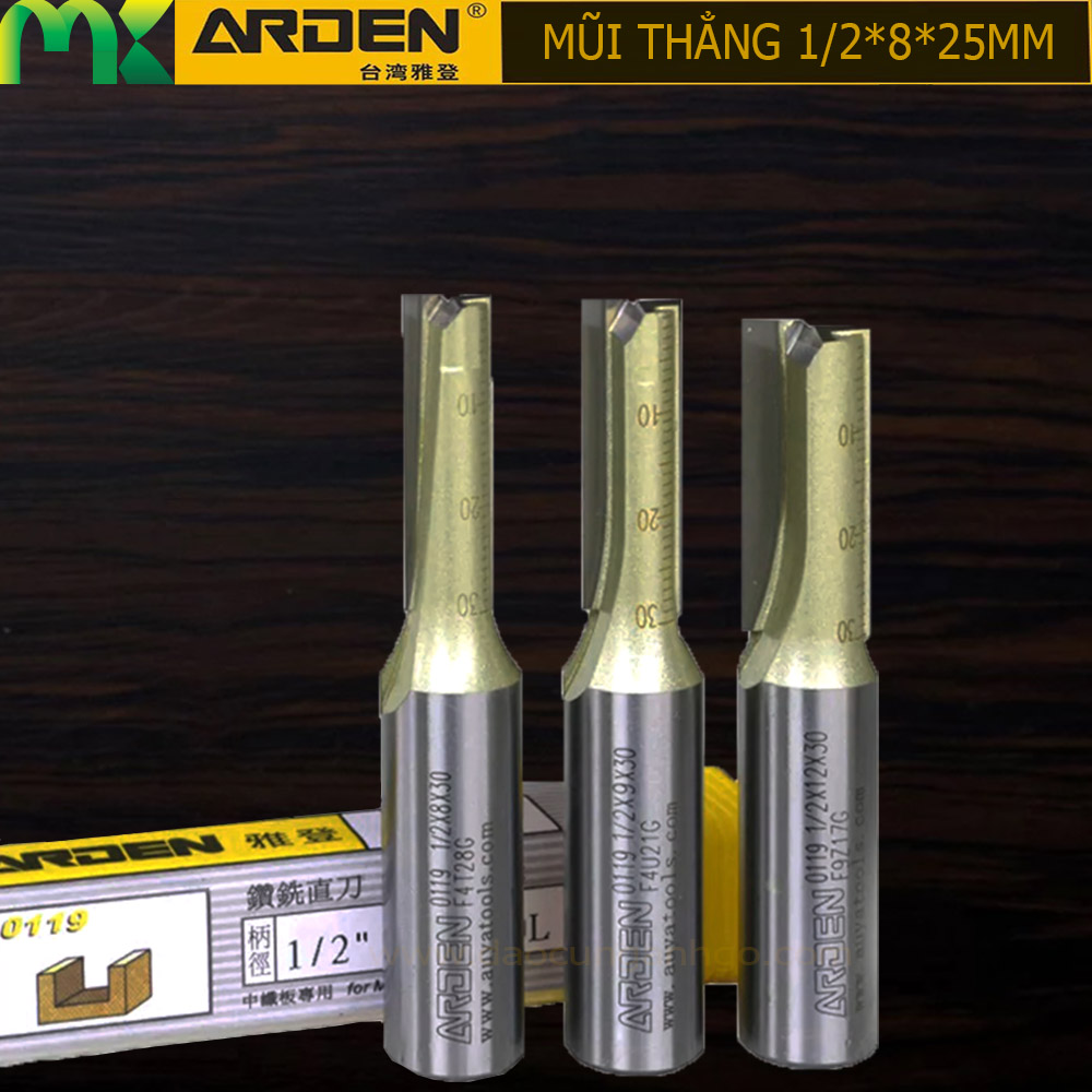[HCM]ARDEN - Mũi phay gỗ 1/2*8*25mm Cốt 12.7mm