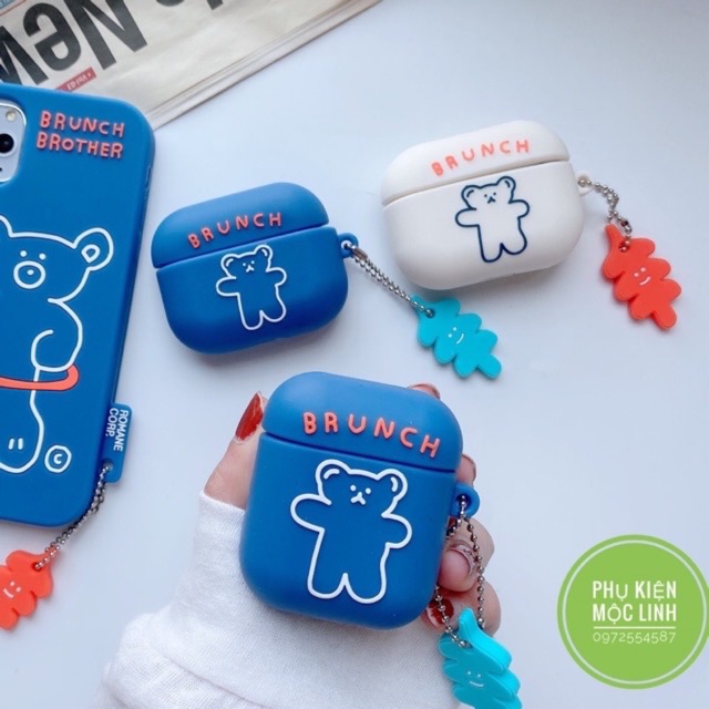 ☘️Tặng kèm móc treo☘️ Case bao airpod silicon 1 2 Brunch Brother - Vỏ bọc đựng tai nghe không dây i11 i12 i100