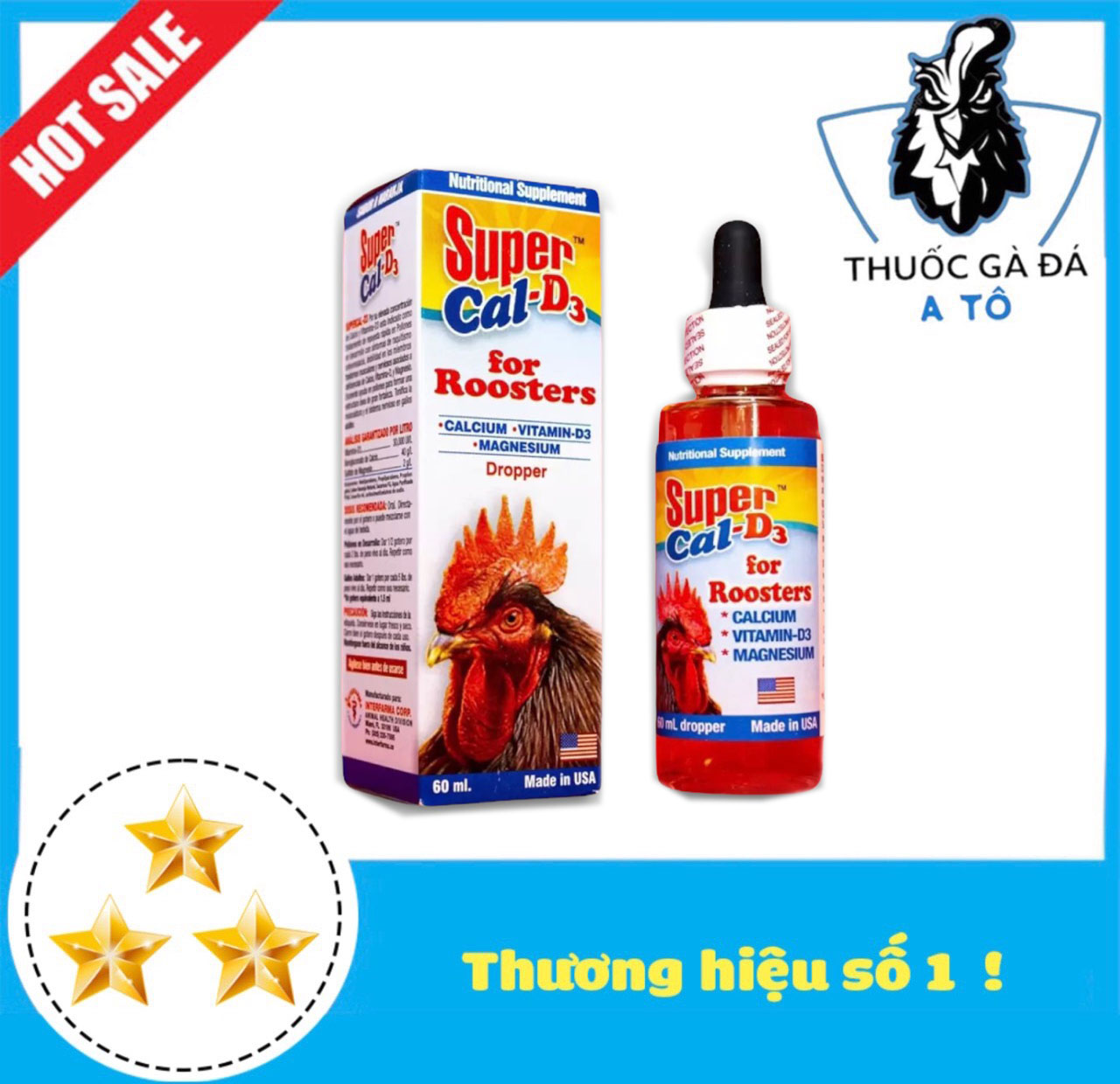 SUPER CAL D - 3 dinh dưỡng dành cho gà đá 60 ML