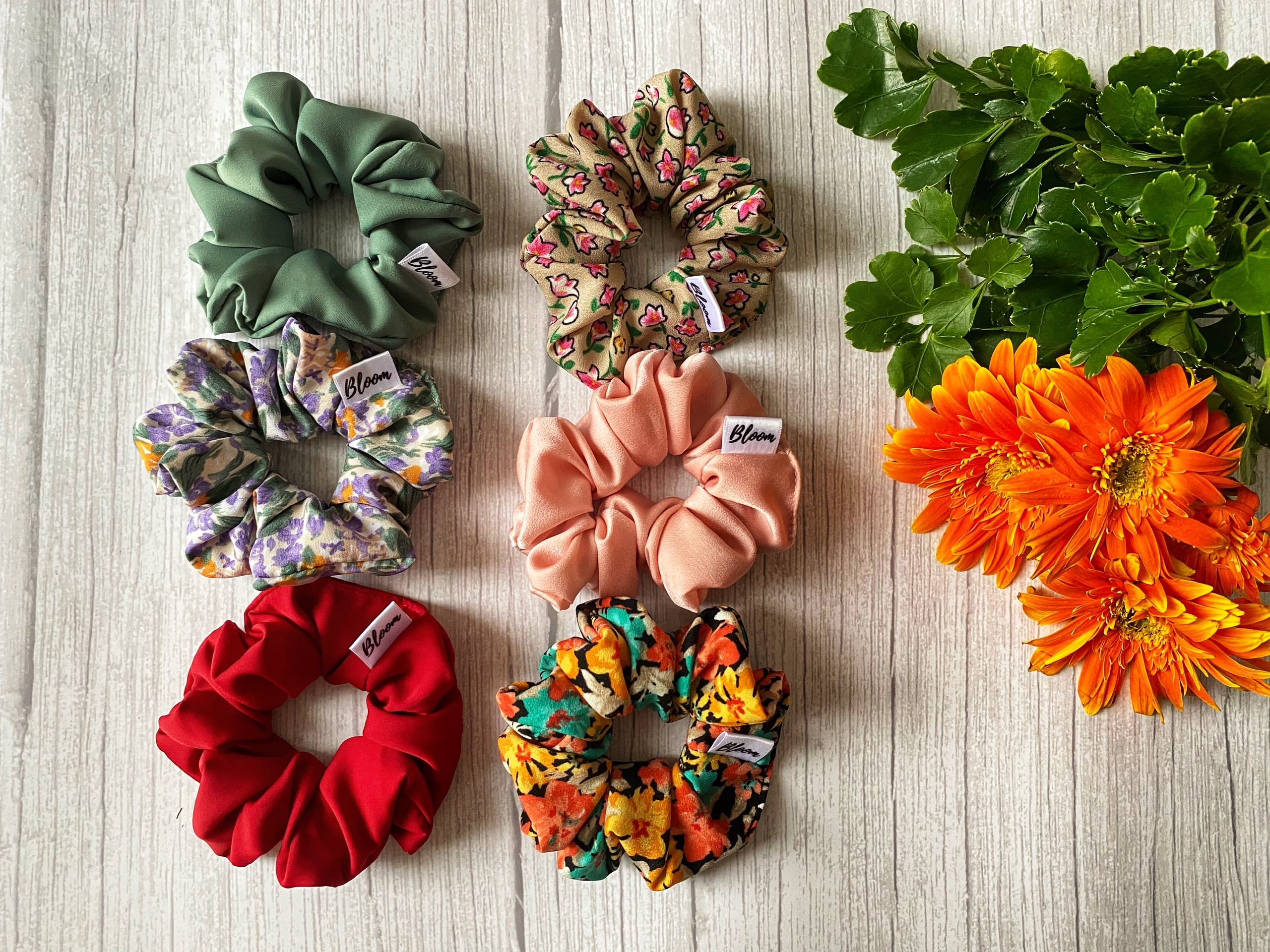 Dây cột tóc lụa tằm chun hoa nhí Mini_ Scrunchies