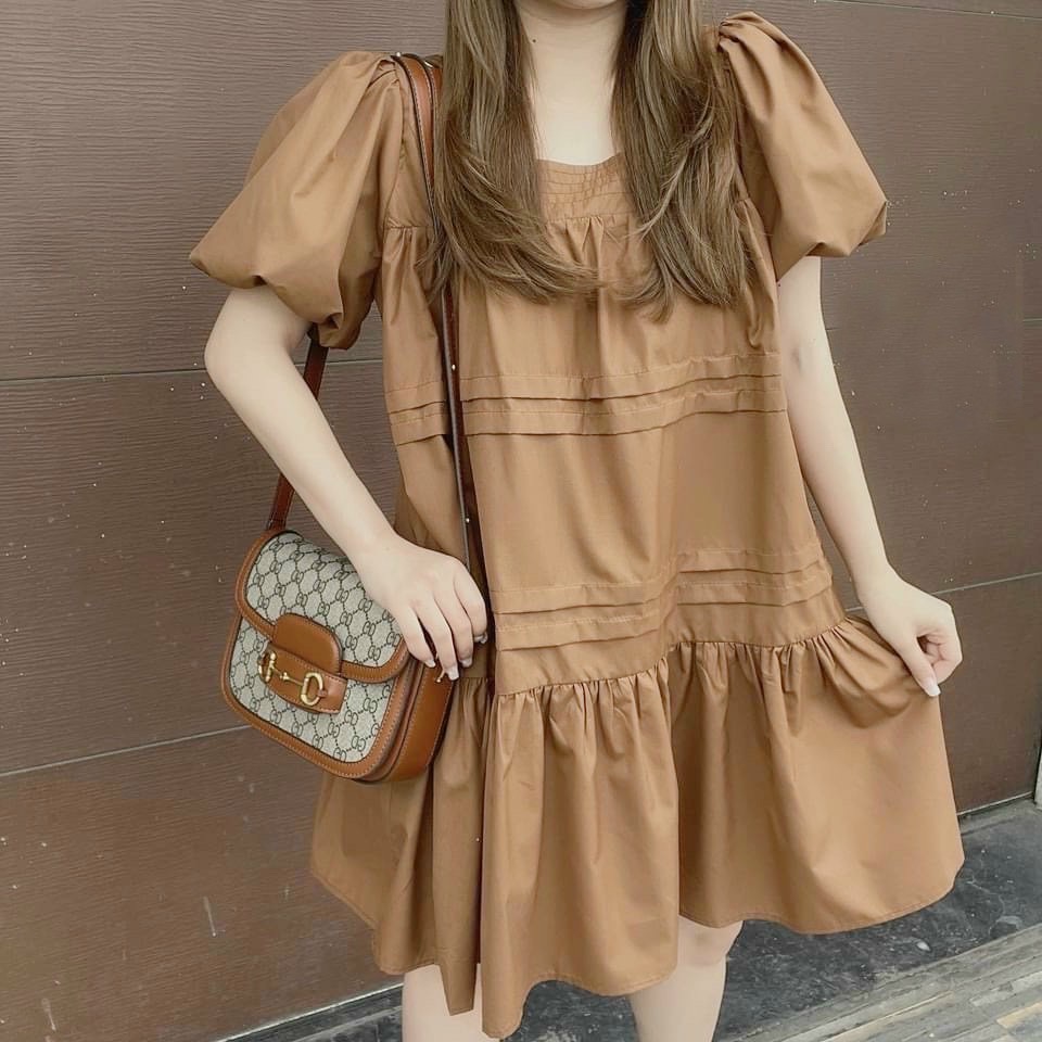 Đầm váy babydoll xếp li 2 màu