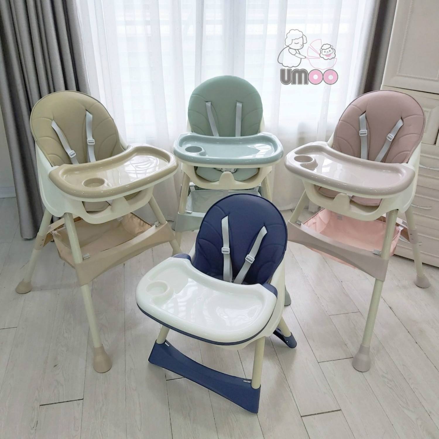 Ghế ăn dặm Umoo có đệm ( có bánh xe và không bánh xe)