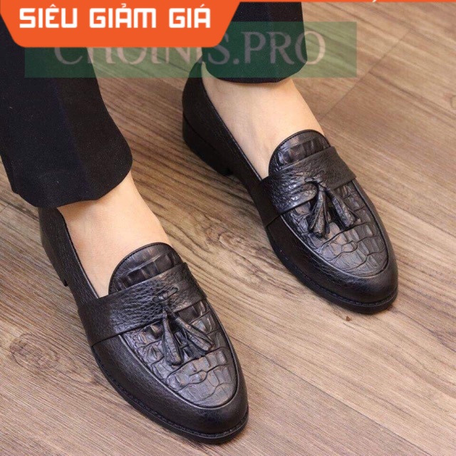 Giày lười da dập vân cá sấu siêu đẹp- lót da trong