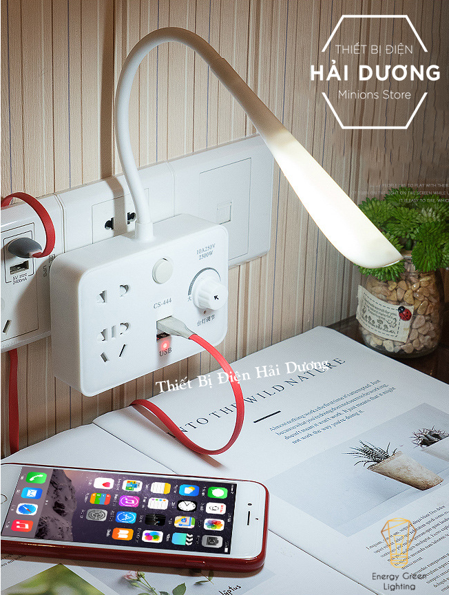 Ổ Cắm Điện Thông Minh Tích Hợp Đèn Phát Sáng OD-819 -Tăng Giảm Ánh Sáng - Có Đầu Cắm USB Chuẩn Sạc An Toàn Chống Giật - Tặng kèm phích chuyển 3 chân - có video