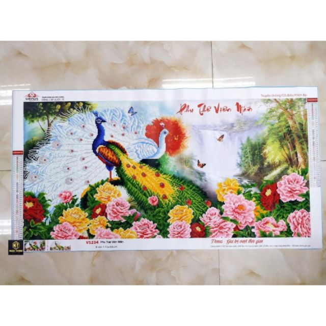 Tranh đính đá Phu thê viên mãn 110x58cm VS234