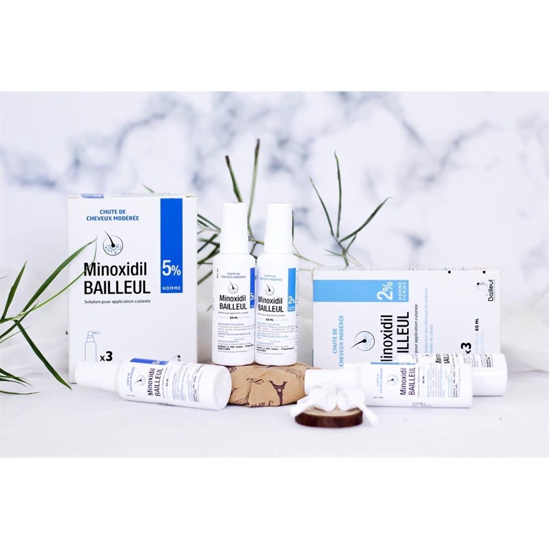 Xịt mọc tóc (60ml) ngăn rụng tóc, hỗ trợ mọc tóc Minoxidil Bailleul 2%/5%, Pháp
