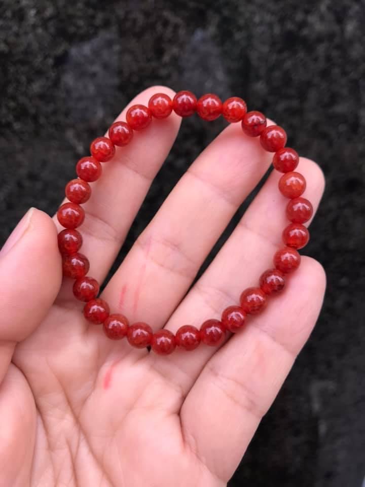[HCM]VÒNG TAY ĐÁ MÃ NÃO VÂN RỒNG ĐỎ 6LY