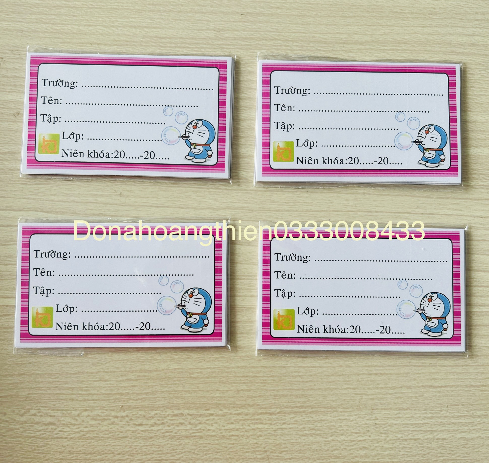 Bộ 10 nhãn tên học sinh