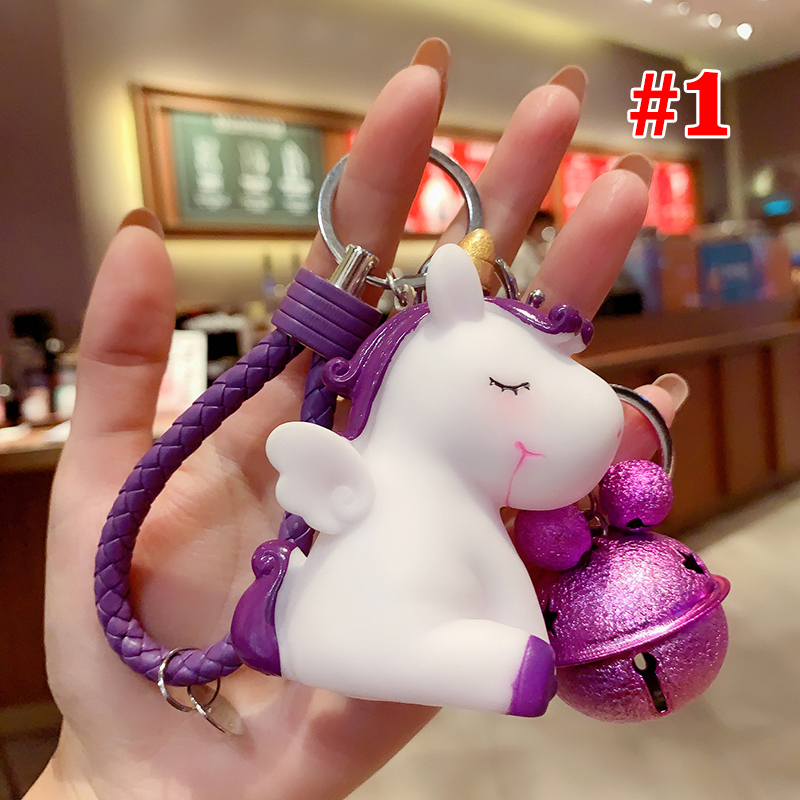 Móc khóa Kỳ lân Unicorn lady mềm dẻo rỗng bóp kêu treo balo,chìa khóa xe có kèm chuông to và dây đeo tay chắc chắn - NHShop