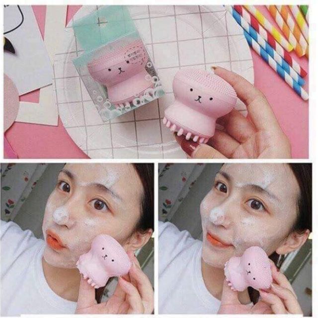 Cọ rửa mặt bạch tuộc silicon mềm mại ,Con lăn massage siêu sạch