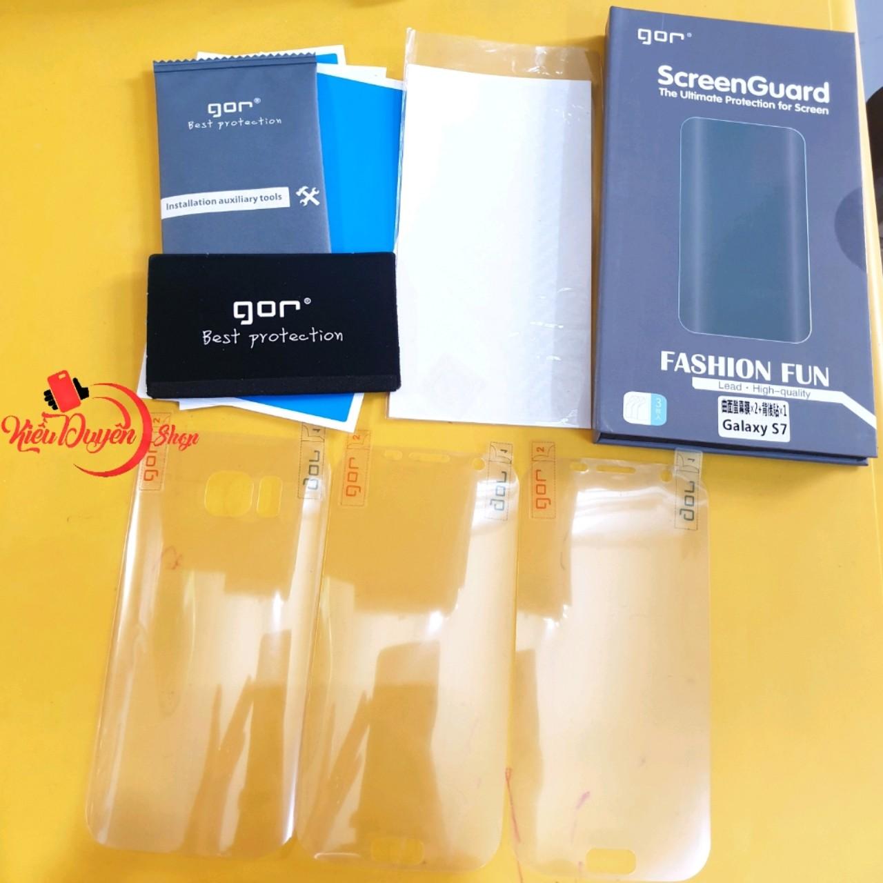 Bộ 4 dán full màn hình Samsung Galaxy S7,S7 edge,S8,S8 plus,S9 hiệu gor (2 mặt trước,2 mặt sau)