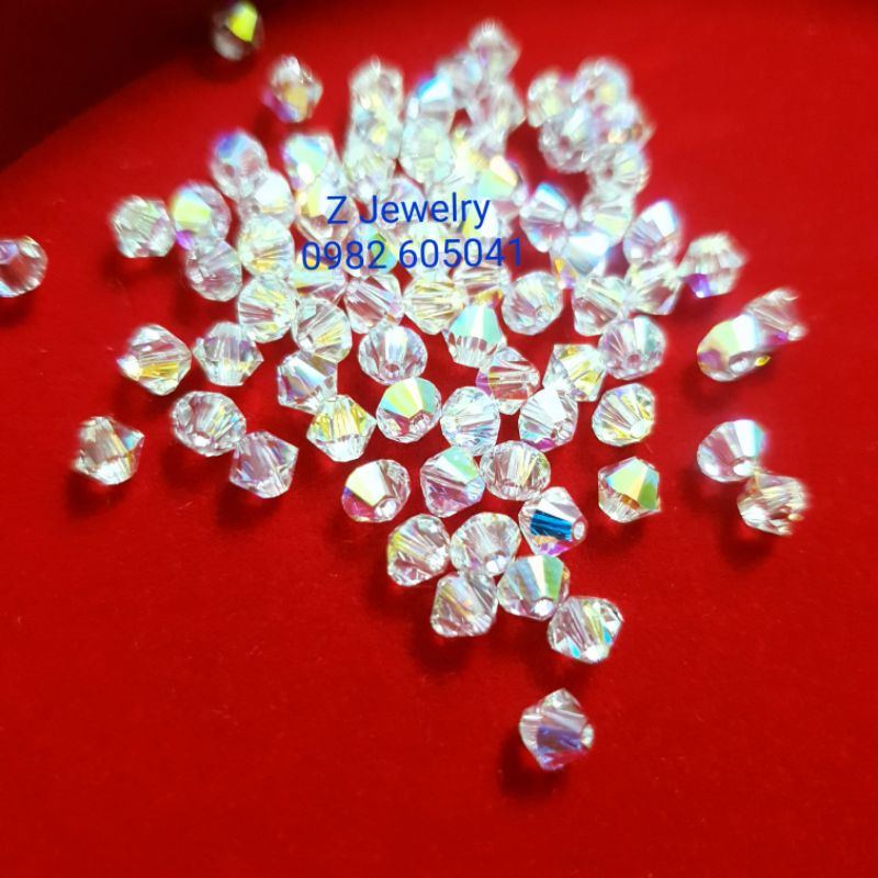 01 Hạt Nón 4 Ly Pha Lê Swarovski Có Nhiều Màu Lựa Chọn