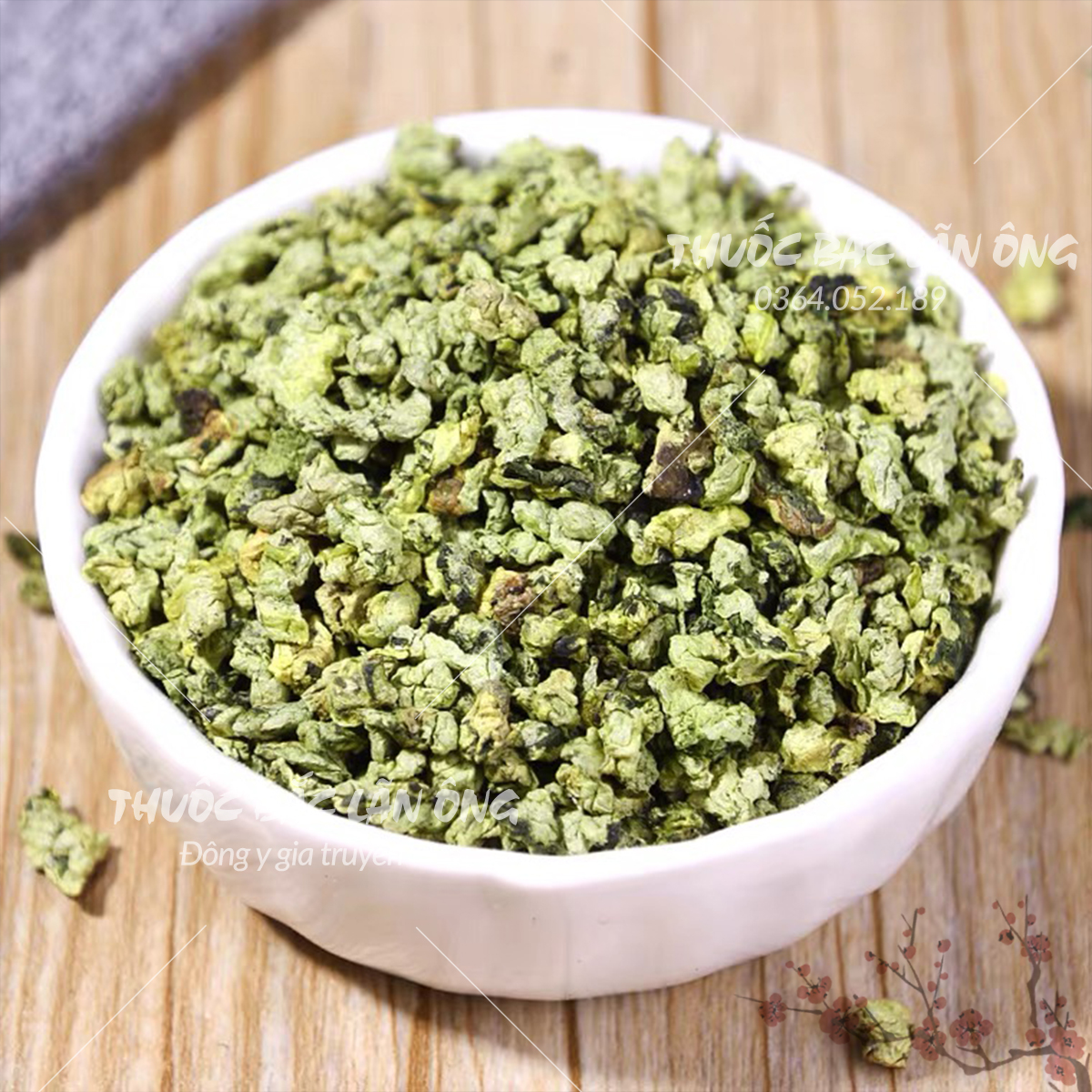 Trà lá sen non sấy lạnh 100g (Lá sen vo viên, búp sen non) - Thuốc Bắc Lãn Ông