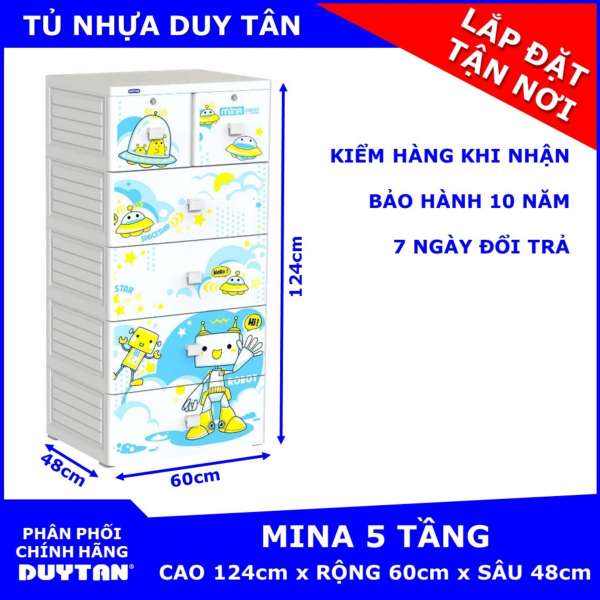 Tủ nhựa cao cấp Duy Tân MINA 5 tầng (Trắng Robo)