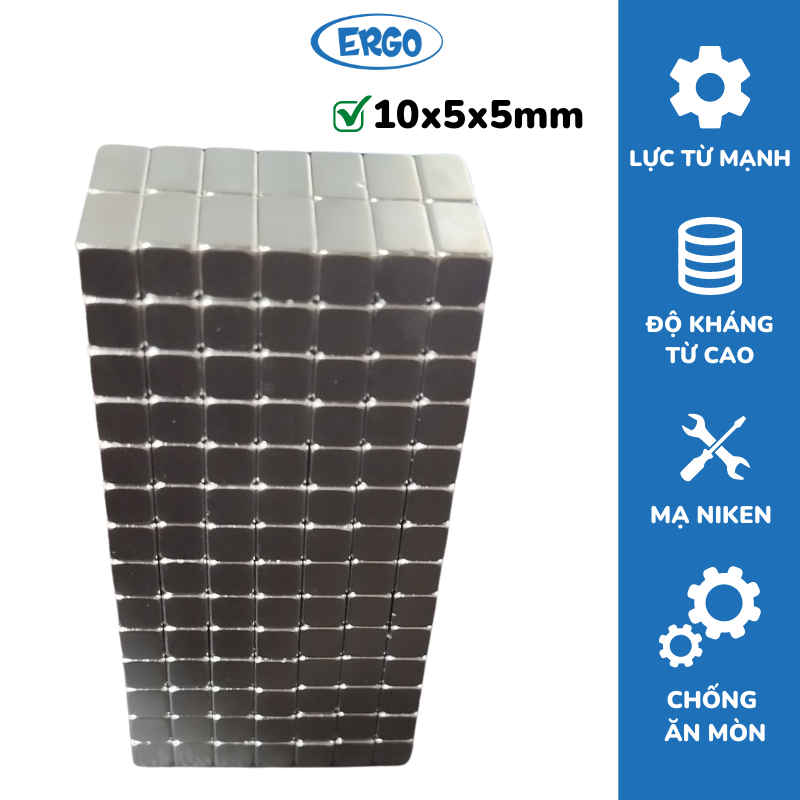 Nam châm viên đất hiếm kích thước 10x5x5mm chữ nhật